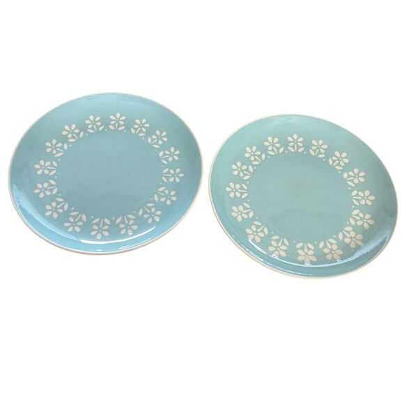 Harkerware Oven Dishwasher Proof Blue Floral 7" Round Plates Small Set of 2 - Picture 5 of 16